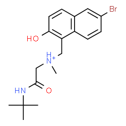 ChemSpider 2D Image | N-[(6-Bromo-2-hydroxy-1-naphthyl)methyl]-N-methyl-2-[(2-methyl-2-propanyl)amino]-2-oxoethanaminium | C18H24BrN2O2