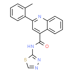 ChemSpider 2D Image | 2-(2-Methylphenyl)-N-(1,3,4-thiadiazol-2-yl)-4-quinolinecarboxamide | C19H14N4OS