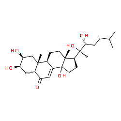 ChemSpider 2D Image | (2beta,3beta,5beta,14xi,22R)-2,3,14,20,22-Pentahydroxycholest-7-en-6-one | C27H44O6