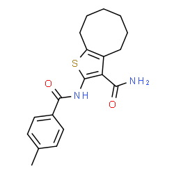 ChemSpider 2D Image | 2-(4-methylbenzamido)-4H,5H,6H,7H,8H,9H-cycloocta[b]thiophene-3-carboxamide | C19H22N2O2S