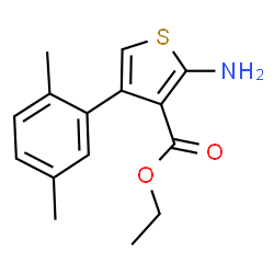 ChemSpider 2D Image | Ethyl 2-amino-4-(2,5-dimethylphenyl)-3-thiophenecarboxylate | C15H17NO2S