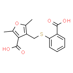 ChemSpider 2D Image | 4-{[(2-Carboxyphenyl)sulfanyl]methyl}-2,5-dimethyl-3-furoic acid | C15H14O5S