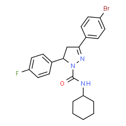 ChemSpider 2D Image | 3-(4-Bromophenyl)-N-cyclohexyl-5-(4-fluorophenyl)-4,5-dihydro-1H-pyrazole-1-carboxamide | C22H23BrFN3O