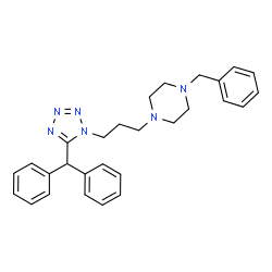 ChemSpider 2D Image | 1-Benzyl-4-{3-[5-(diphenylmethyl)-1H-tetrazol-1-yl]propyl}piperazine | C28H32N6