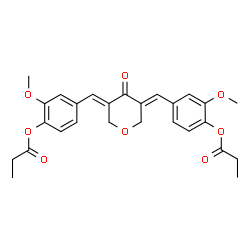 ChemSpider 2D Image | (4-Oxo-2H-pyran-3,5(4H,6H)-diylidene)bis[(E)methylylidene-2-methoxy-4,1-phenylene] dipropanoate | C27H28O8