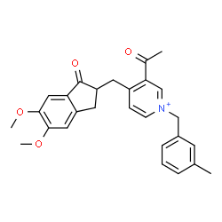ChemSpider 2D Image | 3-Acetyl-4-[(5,6-dimethoxy-1-oxo-2,3-dihydro-1H-inden-2-yl)methyl]-1-(3-methylbenzyl)pyridinium | C27H28NO4
