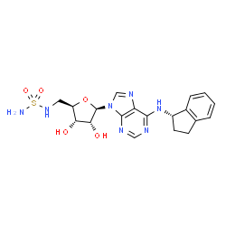 ChemSpider 2D Image | 5'-Deoxy-N-[(1S)-2,3-dihydro-1H-inden-1-yl]-5'-(sulfamoylamino)adenosine | C19H23N7O5S