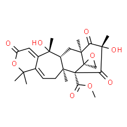 ChemSpider 2D Image | Methyl (1R,2S,11R,12R,14R,16S,18R)-11,16-dihydroxy-2,6,6,11,14,16-hexamethyl-8,15,17-trioxo-1H-spiro[7-oxatetracyclo[12.3.1.0~2,12~.0~5,10~]octadeca-4,9-diene-18,2'-oxirane]-1-carboxylate | C26H32O9
