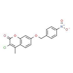 ChemSpider 2D Image | 3-Chloro-4-methyl-7-[(4-nitrobenzyl)oxy]-2H-chromen-2-one | C17H12ClNO5