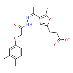 ChemSpider 2D Image | 3-(4-{(1Z)-N-[(3,4-Dimethylphenoxy)acetyl]ethanehydrazonoyl}-5-methyl-2-furyl)propanoate | C20H23N2O5