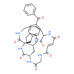 ChemSpider 2D Image | (3R,6S,12E)-3-(4-Benzoylbenzyl)-6-(cyclohexylmethyl)-2,5,8,11,14-pentaoxo-1,4,7,10,15-pentaazacycloicos-12-ene-16-carboxamide | C37H46N6O7