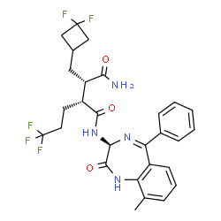 ChemSpider 2D Image | (2R,3S)-3-[(3,3-Difluorocyclobutyl)methyl]-N-[(3S)-9-methyl-2-oxo-5-phenyl-2,3-dihydro-1H-1,4-benzodiazepin-3-yl]-2-(3,3,3-trifluoropropyl)succinamide | C28H29F5N4O3