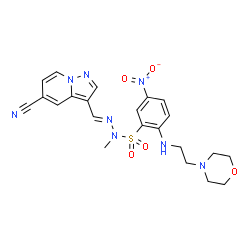 ChemSpider 2D Image | N'-[(E)-(5-Cyanopyrazolo[1,5-a]pyridin-3-yl)methylene]-N-methyl-2-{[2-(4-morpholinyl)ethyl]amino}-5-nitrobenzenesulfonohydrazide | C22H24N8O5S