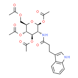 ChemSpider 2D Image | 1,3,4,6-Tetra-O-acetyl-2-deoxy-2-{[3-(1H-indol-3-yl)propanoyl]amino}-beta-D-glucopyranose | C25H30N2O10
