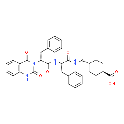 ChemSpider 2D Image | trans-4-[({N-[(2R)-2-(2,4-Dioxo-1,4-dihydro-3(2H)-quinazolinyl)-3-phenylpropanoyl]-L-phenylalanyl}amino)methyl]cyclohexanecarboxylic acid | C34H36N4O6