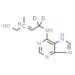 ChemSpider 2D Image | (2E)-2-Methyl-4-(7H-purin-6-ylamino)(2-~13~C,4,4-~2~H_2_)-2-buten-1-ol | C913CH11D2N5O