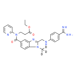 ChemSpider 2D Image | Ethyl N-{[2-{[(4-carbamimidoylphenyl)amino]methyl}-1-(~2~H_3_)methyl-1H-benzimidazol-5-yl]carbonyl}-N-2-pyridinyl-beta-alaninate | C27H26D3N7O3