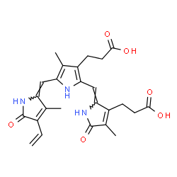 ChemSpider 2D Image | 3-[(2Z)-2-({3-(2-Carboxyethyl)-4-methyl-5-[(E)-(3-methyl-5-oxo-4-vinyl-1,5-dihydro-2H-pyrrol-2-ylidene)methyl]-1H-pyrrol-2-yl}methylene)-4-methyl-5-oxo-2,5-dihydro-1H-pyrrol-3-yl]propanoic acid | C25H27N3O6