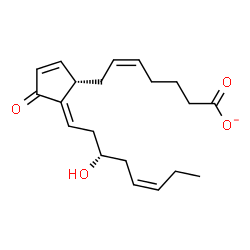 ChemSpider 2D Image | (5Z,12E,15S,17Z)-15-Hydroxy-11-oxoprosta-5,9,12,17-tetraen-1-oatato | C20H27O4