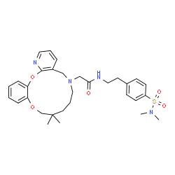 ChemSpider 2D Image | N-{2-[4-(Dimethylsulfamoyl)phenyl]ethyl}-2-(10,10-dimethyl-8,9,10,11-tetrahydro-5H-pyrido[2,3-b][1,11,5]benzodioxazacyclotridecin-6(7H)-yl)acetamide | C31H40N4O5S