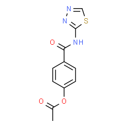 ChemSpider 2D Image | 4-(1,3,4-Thiadiazol-2-ylcarbamoyl)phenyl acetate | C11H9N3O3S