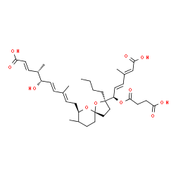 ChemSpider 2D Image | (2E,4S,5S,6E,8E)-10-[(2R,5S,7R)-2-Butyl-2-{(1R,2E,4E)-5-carboxy-1-[(3-carboxypropanoyl)oxy]-4-methyl-2,4-pentadien-1-yl}-8-methyl-1,6-dioxaspiro[4.5]dec-7-yl]-5-hydroxy-4,8-dimethyl-2,6,8-decatrienoic
 acid | C36H52O11