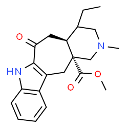 ChemSpider 2D Image | Methyl (7aS,11aR)-8-ethyl-10-methyl-6-oxo-6,7,7a,8,9,10,11,12-octahydropyrido[3',4':4,5]cyclohepta[1,2-b]indole-11a(5H)-carboxylate | C21H26N2O3