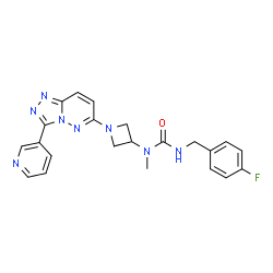 ChemSpider 2D Image | 3-(4-Fluorobenzyl)-1-methyl-1-{1-[3-(3-pyridinyl)[1,2,4]triazolo[4,3-b]pyridazin-6-yl]-3-azetidinyl}urea | C22H21FN8O