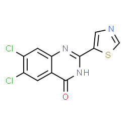ChemSpider 2D Image | 6,7-Dichloro-2-(1,3-thiazol-5-yl)-4(3H)-quinazolinone | C11H5Cl2N3OS