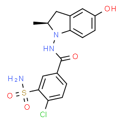 ChemSpider 2D Image | 4-Chloro-N-[(2S)-5-hydroxy-2-methyl-2,3-dihydro-1H-indol-1-yl]-3-sulfamoylbenzamide | C16H16ClN3O4S