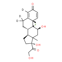 ChemSpider 2D Image | (11beta,13xi)-9-Fluoro-11,17,21-trihydroxy(4,6,6-~2~H_3_)pregna-1,4-diene-3,20-dione | C21H24D3FO5