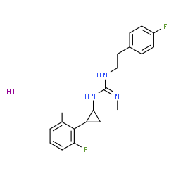 ChemSpider 2D Image | 1-[2-(2,6-Difluorophenyl)cyclopropyl]-3-[2-(4-fluorophenyl)ethyl]-2-methylguanidine hydroiodide (1:1) | C19H21F3IN3