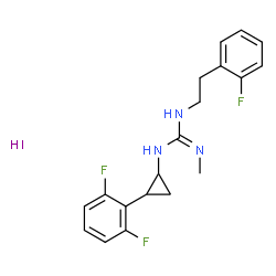ChemSpider 2D Image | 1-[2-(2,6-Difluorophenyl)cyclopropyl]-3-[2-(2-fluorophenyl)ethyl]-2-methylguanidine hydroiodide (1:1) | C19H21F3IN3