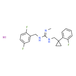 ChemSpider 2D Image | 1-(2,5-Difluorobenzyl)-3-{[1-(2-fluorophenyl)cyclopropyl]methyl}-2-methylguanidine hydroiodide (1:1) | C19H21F3IN3