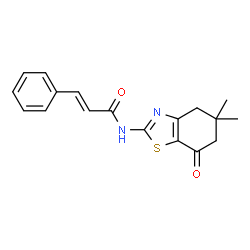 ChemSpider 2D Image | (2E)-N-(5,5-Dimethyl-7-oxo-4,5,6,7-tetrahydro-1,3-benzothiazol-2-yl)-3-phenylacrylamide | C18H18N2O2S
