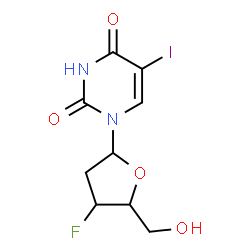 ChemSpider 2D Image | 1-(2,3-Dideoxy-3-fluoropentofuranosyl)-5-iodo-2,4(1H,3H)-pyrimidinedione | C9H10FIN2O4