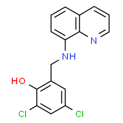 ChemSpider 2D Image | 2,4-Dichloro-6-[(8-quinolinylamino)methyl]phenol | C16H12Cl2N2O