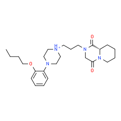 ChemSpider 2D Image | 4-(2-Butoxyphenyl)-1-{3-[(9aS)-1,4-dioxooctahydro-2H-pyrido[1,2-a]pyrazin-2-yl]propyl}piperazin-1-ium | C25H39N4O3