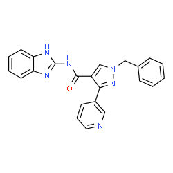 ChemSpider 2D Image | N-(1H-Benzimidazol-2-yl)-1-benzyl-3-(3-pyridinyl)-1H-pyrazole-4-carboxamide | C23H18N6O