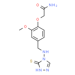ChemSpider 2D Image | acetamide, 2-[4-[[(3-mercapto-4H-1,2,4-triazol-4-yl)amino]methyl]-2-methoxyphenoxy]- | C12H15N5O3S