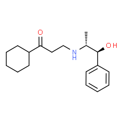 ChemSpider 2D Image | 1-Cyclohexyl-3-{[(1S,2R)-1-hydroxy-1-phenyl-2-propanyl]amino}-1-propanone | C18H27NO2