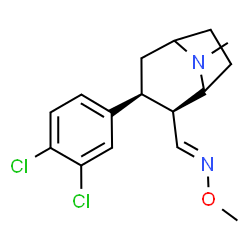 ChemSpider 2D Image | (E)-1-[(1R,2S,3S)-3-(3,4-Dichlorophenyl)-8-methyl-8-azabicyclo[3.2.1]oct-2-yl]-N-methoxymethanimine | C16H20Cl2N2O