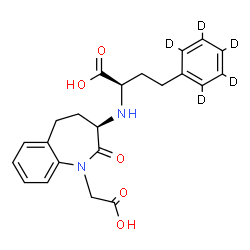 ChemSpider 2D Image | (2R)-2-{[(3R)-1-(Carboxymethyl)-2-oxo-2,3,4,5-tetrahydro-1H-1-benzazepin-3-yl]amino}-4-(~2~H_5_)phenylbutanoic acid | C22H19D5N2O5