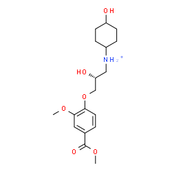 ChemSpider 2D Image | 4-Hydroxy-N-{(2R)-2-hydroxy-3-[2-methoxy-4-(methoxycarbonyl)phenoxy]propyl}cyclohexanaminium | C18H28NO6