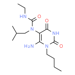 ChemSpider 2D Image | 1-(6-Amino-1-butyl-2,4-dioxo-1,2,3,4-tetrahydro-5-pyrimidinyl)-3-ethyl-1-isobutylurea | C15H27N5O3