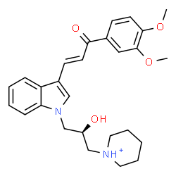 ChemSpider 2D Image | 1-[(2R)-3-{3-[(1E)-3-(3,4-Dimethoxyphenyl)-3-oxo-1-propen-1-yl]-1H-indol-1-yl}-2-hydroxypropyl]piperidinium | C27H33N2O4