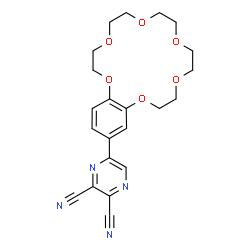 ChemSpider 2D Image | 5-(2,3,5,6,8,9,11,12,14,15-Decahydro-1,4,7,10,13,16-benzohexaoxacyclooctadecin-18-yl)-2,3-pyrazinedicarbonitrile | C22H24N4O6