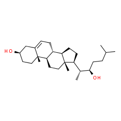 ChemSpider 2D Image | (3alpha,8alpha,9beta,10alpha,13alpha,14beta,17alpha,20R,22R)-Cholest-5-ene-3,22-diol | C27H46O2