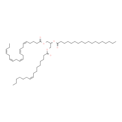 ChemSpider 2D Image | (2R)-3-[(9Z)-9-Hexadecenoyloxy]-2-(stearoyloxy)propyl (5Z,8Z,11Z,14Z,17Z)-5,8,11,14,17-icosapentaenoate | C57H98O6