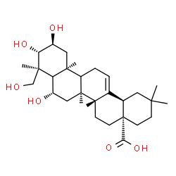 ChemSpider 2D Image | (2beta,3alpha,5xi,6alpha,8alpha,9xi,10alpha,14beta,17alpha,18alpha)-2,3,6,24-Tetrahydroxyolean-12-en-28-oic acid | C30H48O6